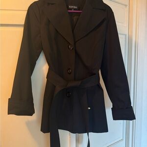 Ellen Tracy Black Trench Coat Classic Design
